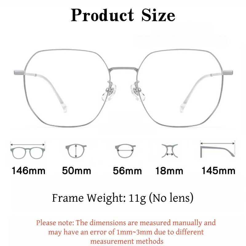 Retro Polygonal Lightweight Titanium Progressive Multifocal Prescription Glasses