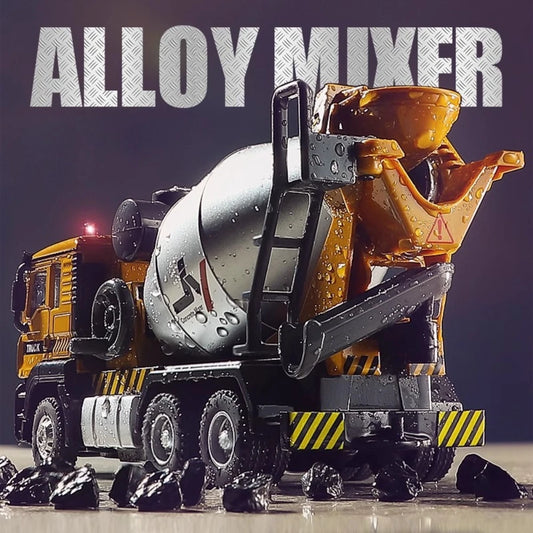 1:50 Scale Mixer Excavator Car Model Toy Simulation Sound Light Metal Die-cast Engineering Cement Transport Vehicles Gifts