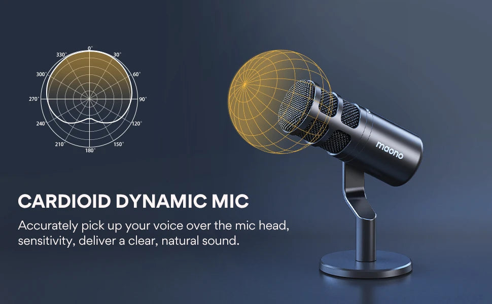 Dynamic XLR PC Microphone All Metal Gaming Broadcast Recording Streaming Works for Audio Interface Sound Card Mixer PD100