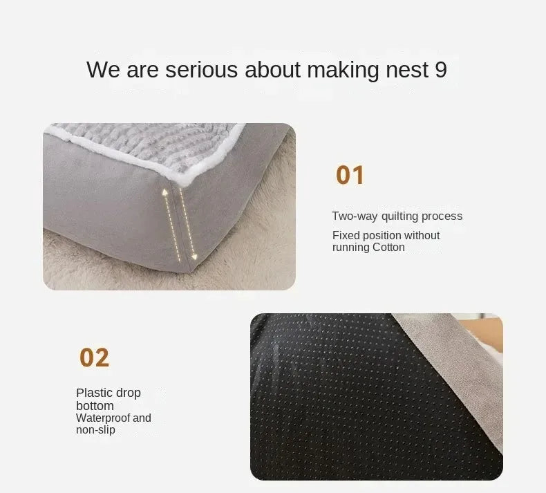 Warm Corduroy Dog Sofa Bed Pet Cushion