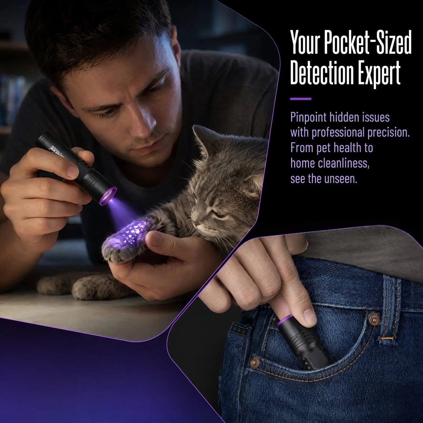 5W 395nm UV Rechargeable Mini Blacklight Flashlight