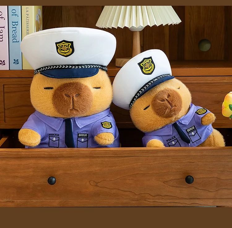 Cute Capybara Police Plush Toy Soft Stuffed Pillow