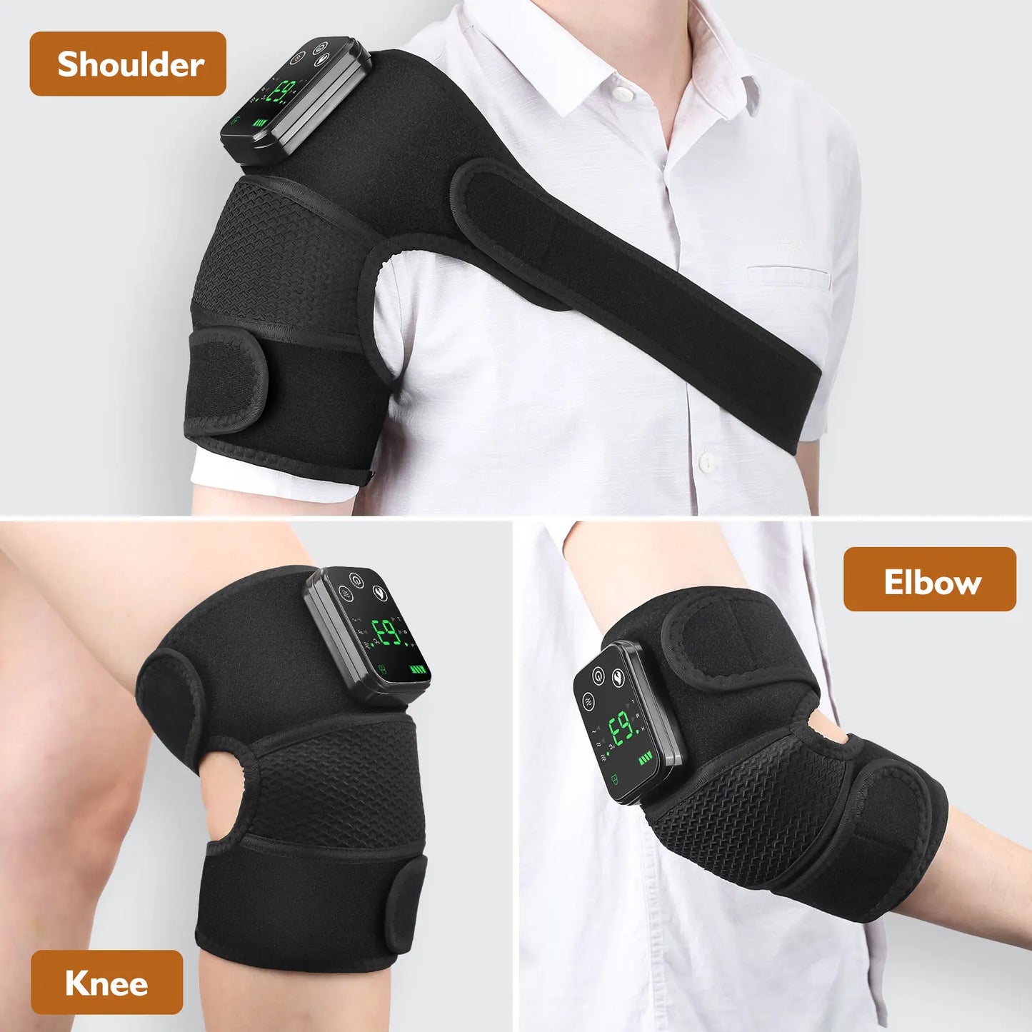 2 Pcs Heated Vibration Knee Massager Knee Shoulder and Elbow 3-in-1Hot Compress Relieve Relax Body Heating Kneepads 2PCS