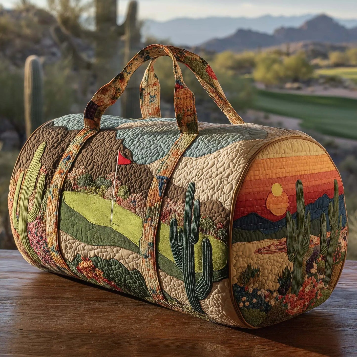 Sun Mountain Forest Quilted Travel Duffle Bag Outdoor Fitness Tote