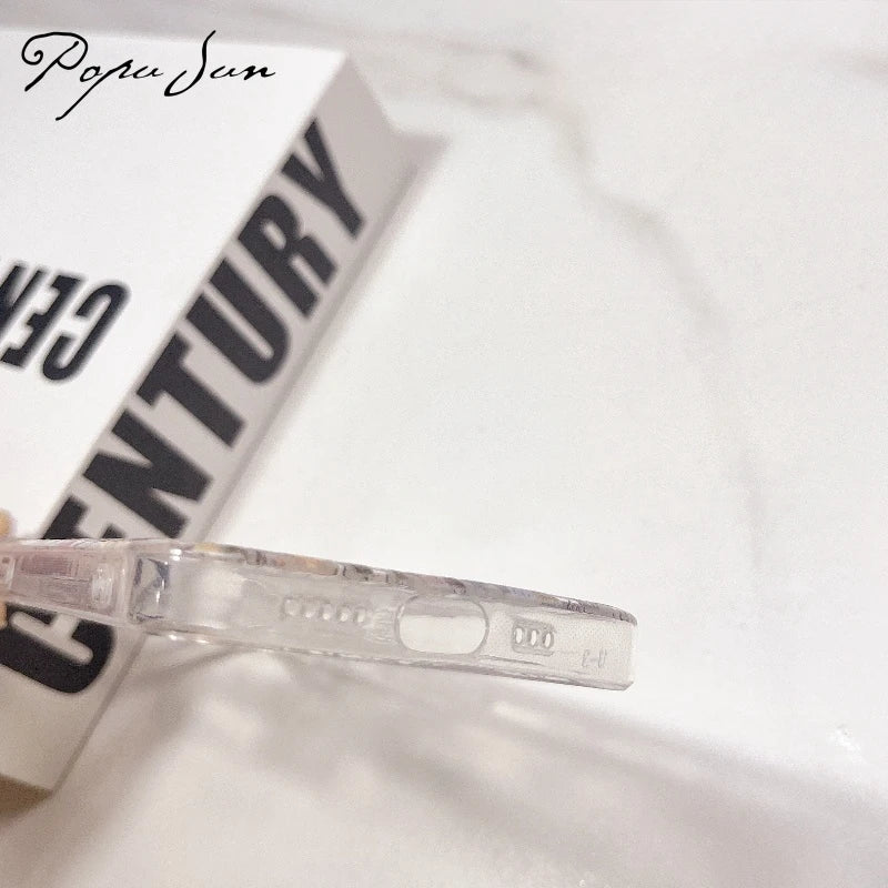 Transparent Flower Floral Phone Case For iPhone 16 15 13 14 12 11 Pro Max 15 16 Plus  XR Max 12 13 Mini Clear Soft Funda Cover