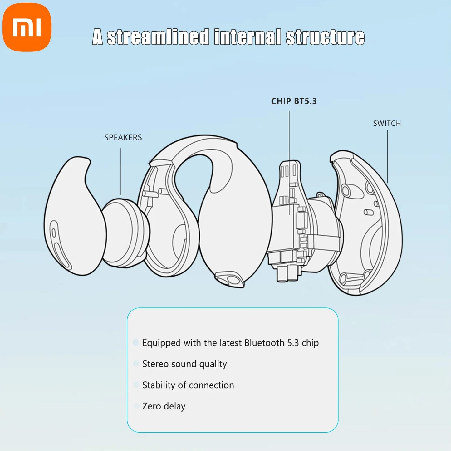 XIAOMI Micro Earclip Headphones Bluetooth 5.3 Waterproof Open Ear Earring Earphone Small Wireless Earbuds For Workout Office