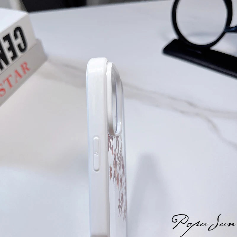 Transparent Fallen Leaves Flower Phone Case For iPhone 16 15 14 Pro Max 15 14 16 Plus Maple Leaf Clear Funda Back Cover