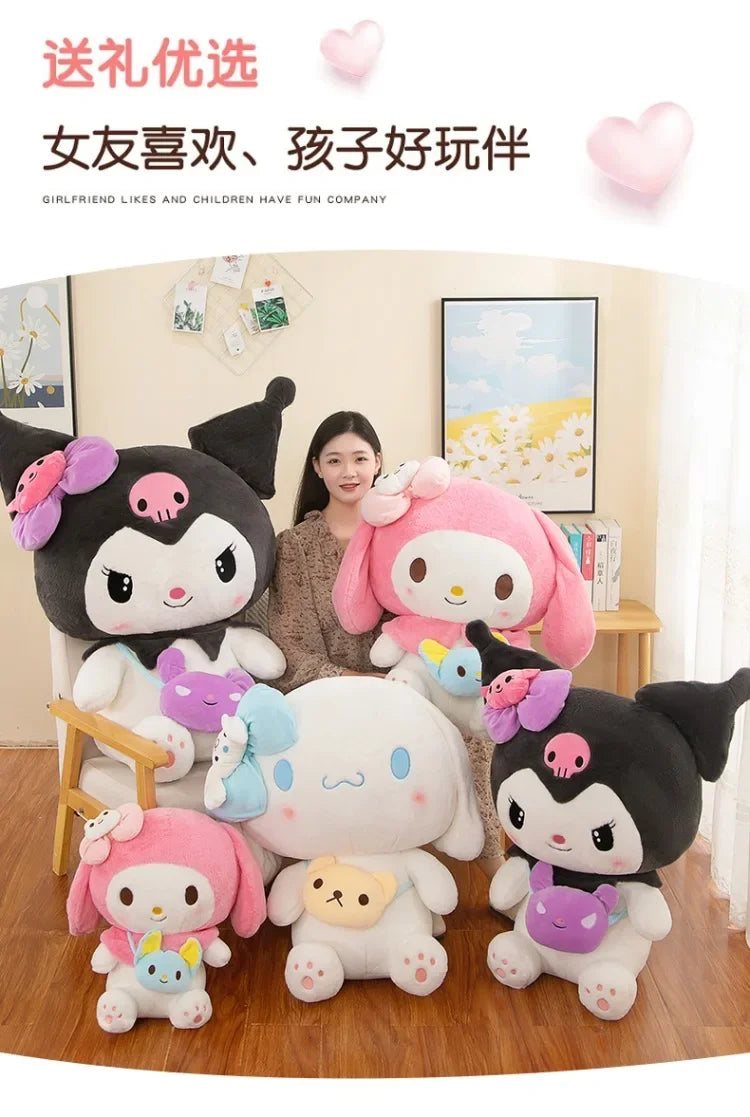 Sanrio Kuromi Plush Dolls 40/50cm Kawaii My Melody Cinnamoroll Soft Stuffed Animals Anime Figure Pillow Cartoon Decor Kids Toys