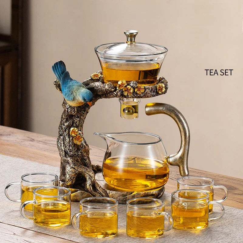 Glass Kung Fu Tea Set with Magnetic Suction Teapot and Tea Cups 900ml