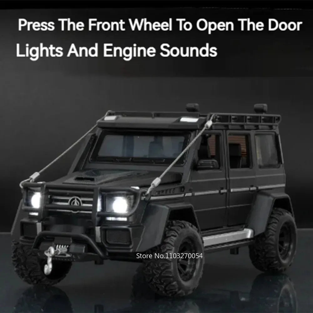 1:24 G63 G550 Diecast Alloy Miniature Model Toys Cars Sound Light Pull Back Doors Opened Off-road Vehicles Boys Birthday Present