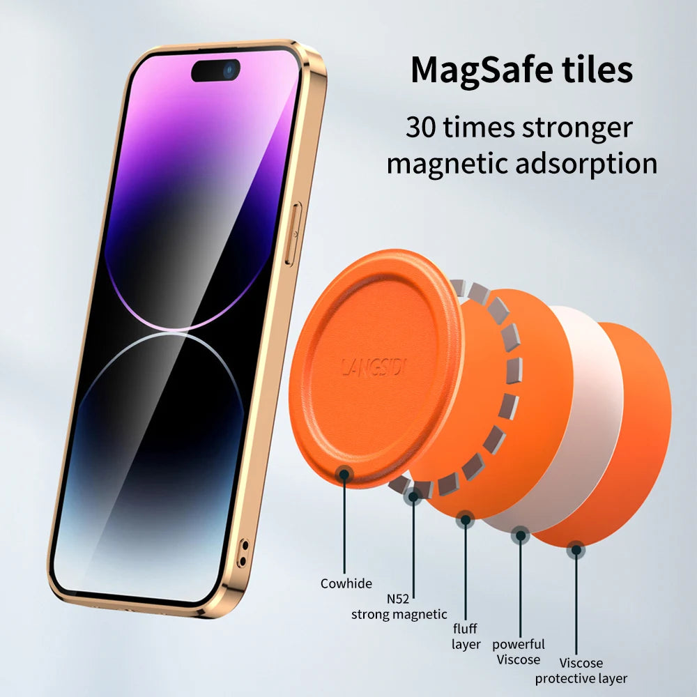 Leather for Magsafe Case for iPhone 16 15 14 Pro Max 16Pro Ring Luxury Lens Protection Holder Phone Back Cover