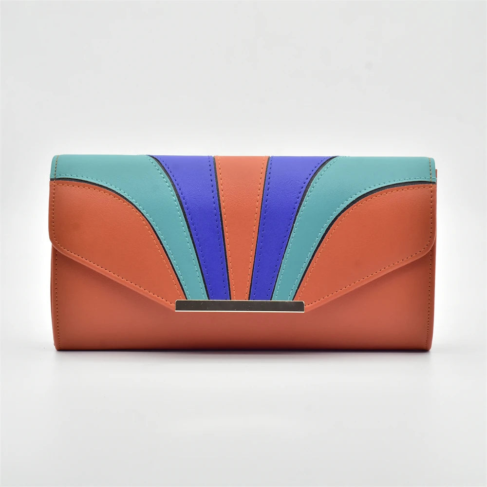 Italian Design Fashion African Women's High Heel Comfortable Shoes and Bags Set Leather Wedges Shoes for Women