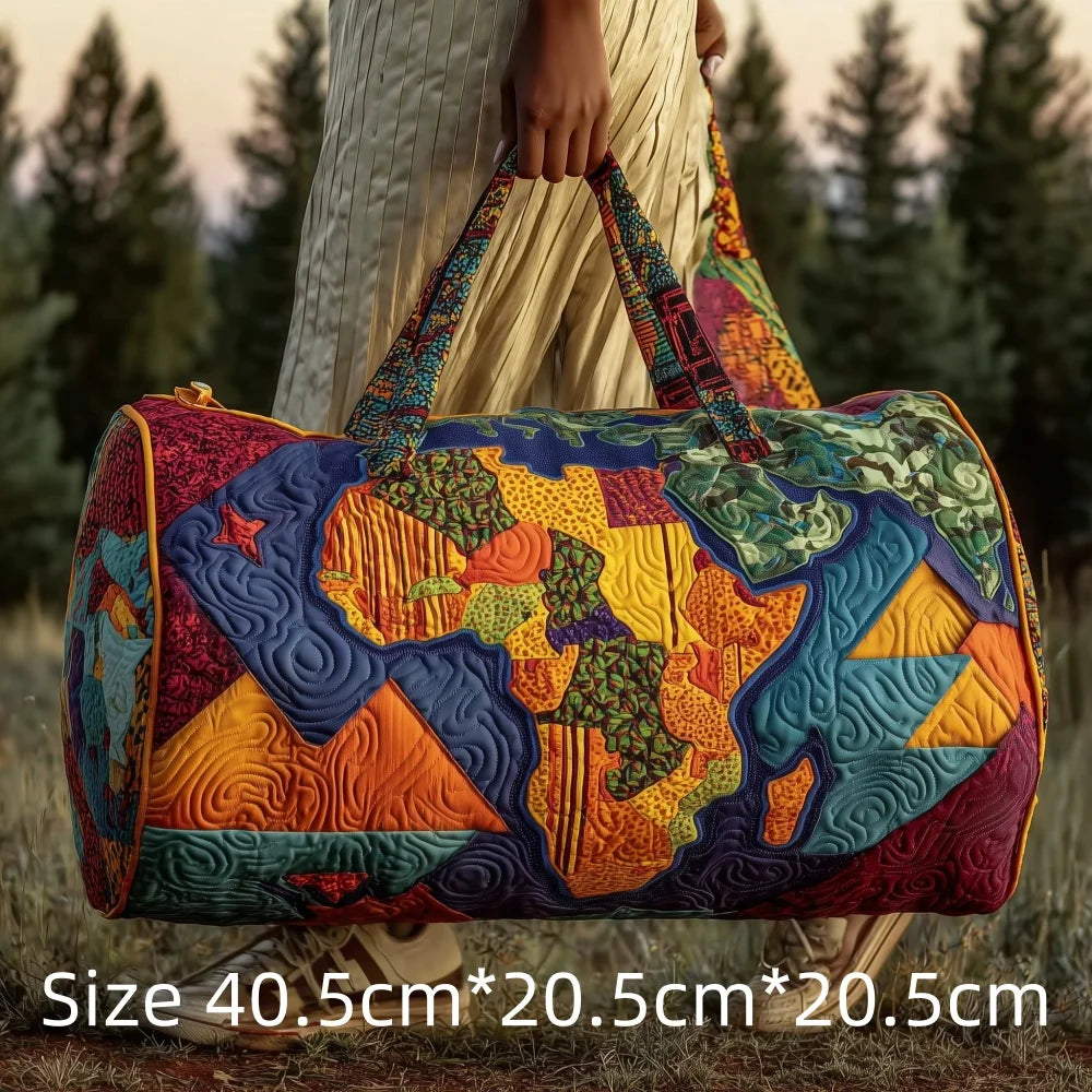 3D Quilted Africa Travel Bag for Women Boho Weekender Bag with African Women Map Print Carry on Luggage Unique Festival Bags