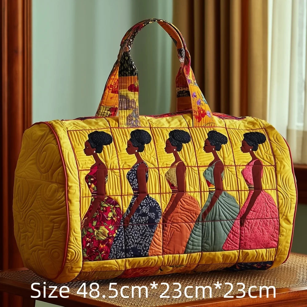 3D Quilted African Tote Bag for Women Colorful Tribal Print African Ladies Sunset Fruit Basket Gym Boho Festival Overnight Bags