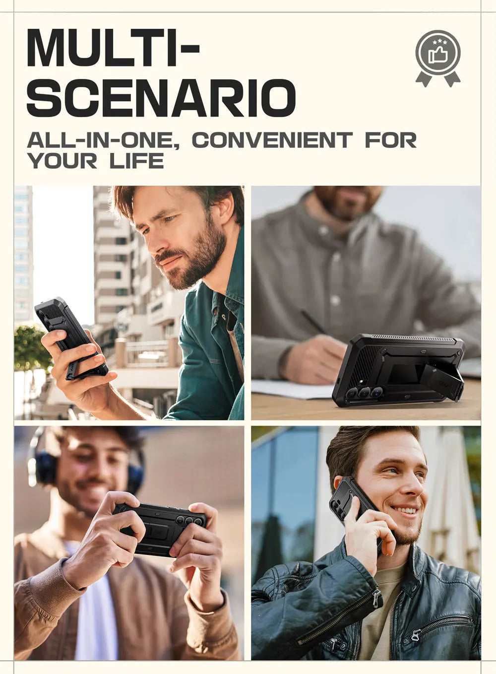 For Samsung Galaxy S25 Case UB Pro Heavy Duty Rugged Phone Case with 2 Front Frame Built-in Screen Protector & Kickstand