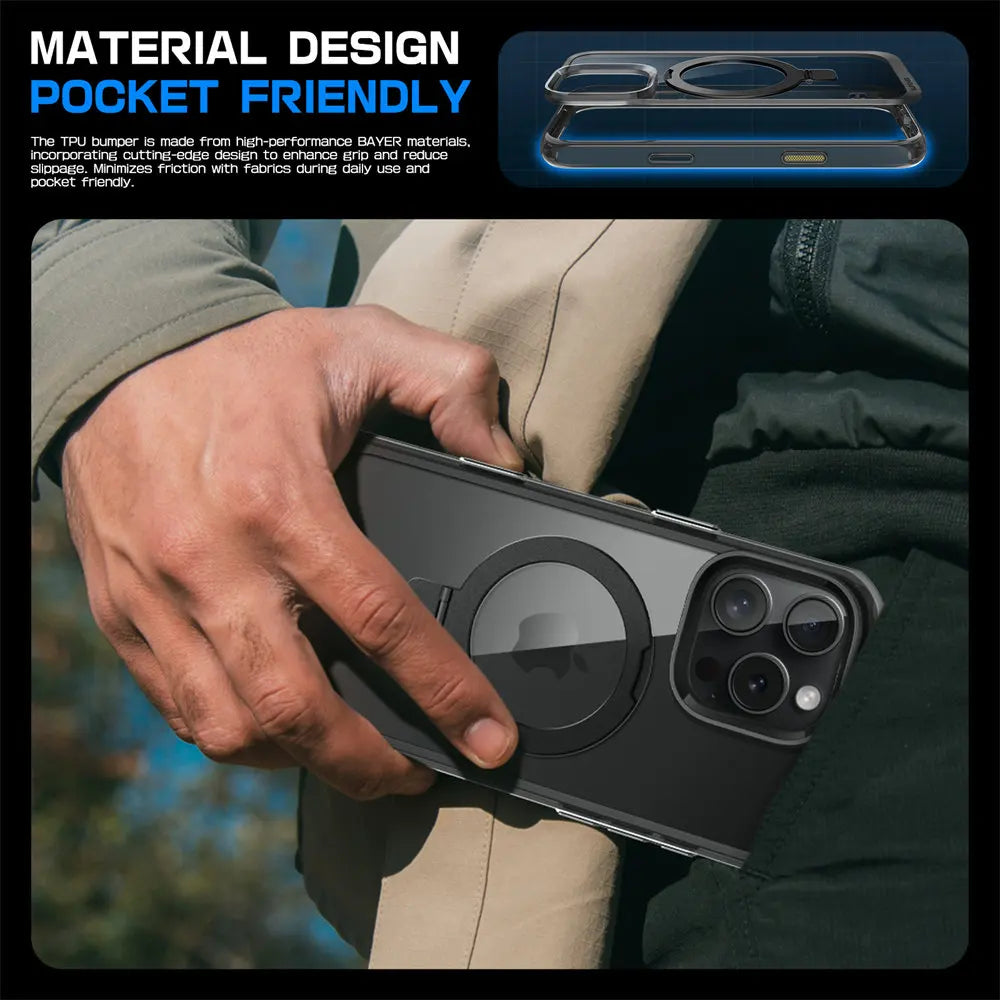 For iPhone 16 Pro Case with Camera Control Capture Button UB Mag Stand Series Slim Protective  Phone Case