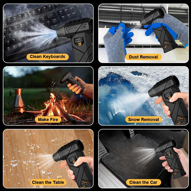 Powerful Turbo Air Blower Cordless Vacuum Cleaner Electric Snow Blower Led Lighting Deep Cleaning Tool For Cars/Electronics/Home