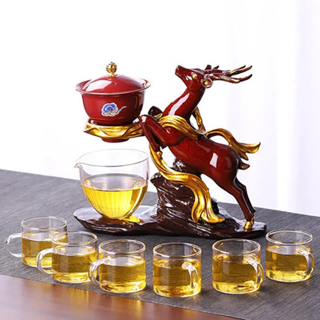 Deer Ceramics Teapot Creative Handmade Chinese Teapot Water Diversion Rotating Suction Kung Fu Tea Drinking