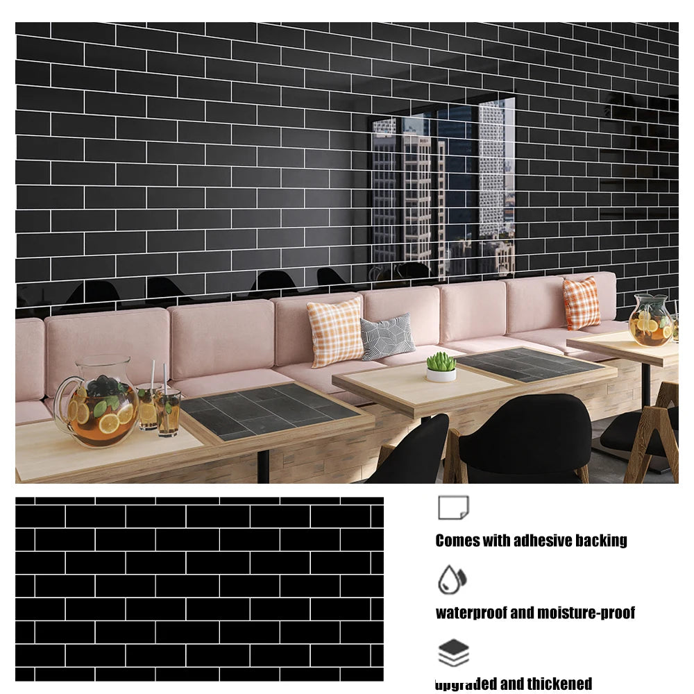 Tile Stickers Waterproof and Oil-proof Kitchen High Temperature Resistant Renovation Self-adhesive Cabinet Countertop Wallpaper