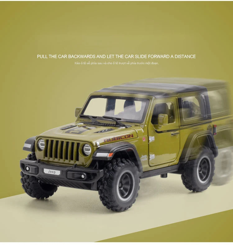 1:32 Jeep Wrangler Rubicon Alloy Off Road Diecast Model Hight Simulation Sound Light  Toy Collect Hobby Model Ornaments Gift