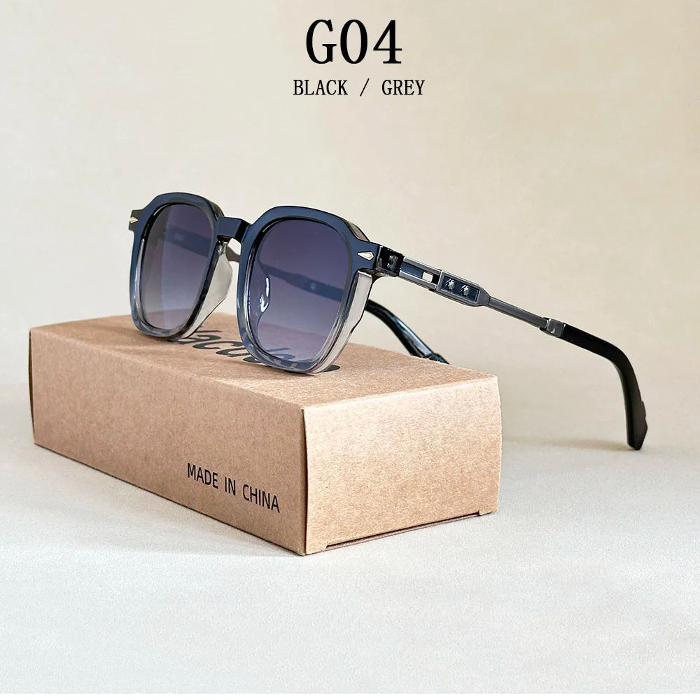 Vintage Square Acetate Frame Sunglasses With UV400 Protection
