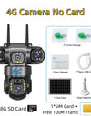 Solar Camera With 4G Sim Outdoor 3 Lens 3 Screen 10X Zoom PIR Human Detect Cam Waterproof Night Vision CCTV Security Protection