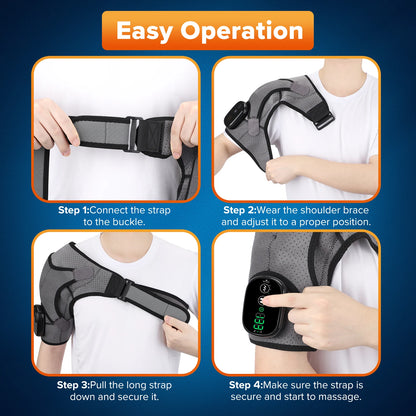 Heating Vibration Massage Shoulder Pad With Digital Display Controller 3-speed Heating 3-speed Vibration Massage Portable