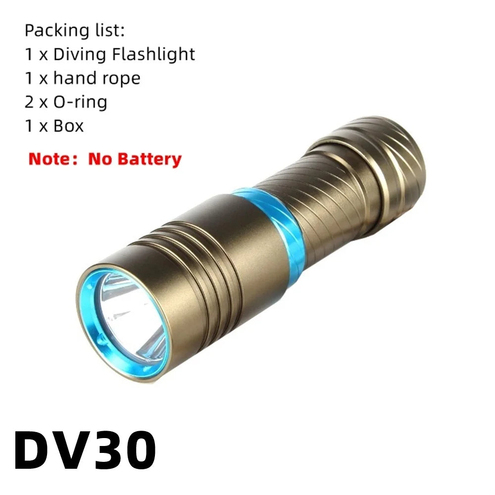 12W Diving Flashlight Rechargeable Underwater LED Torch