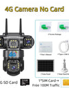 Solar Camera With 4G Sim Outdoor 3 Lens 3 Screen 10X Zoom PIR Human Detect Cam Waterproof Night Vision CCTV Security Protection
