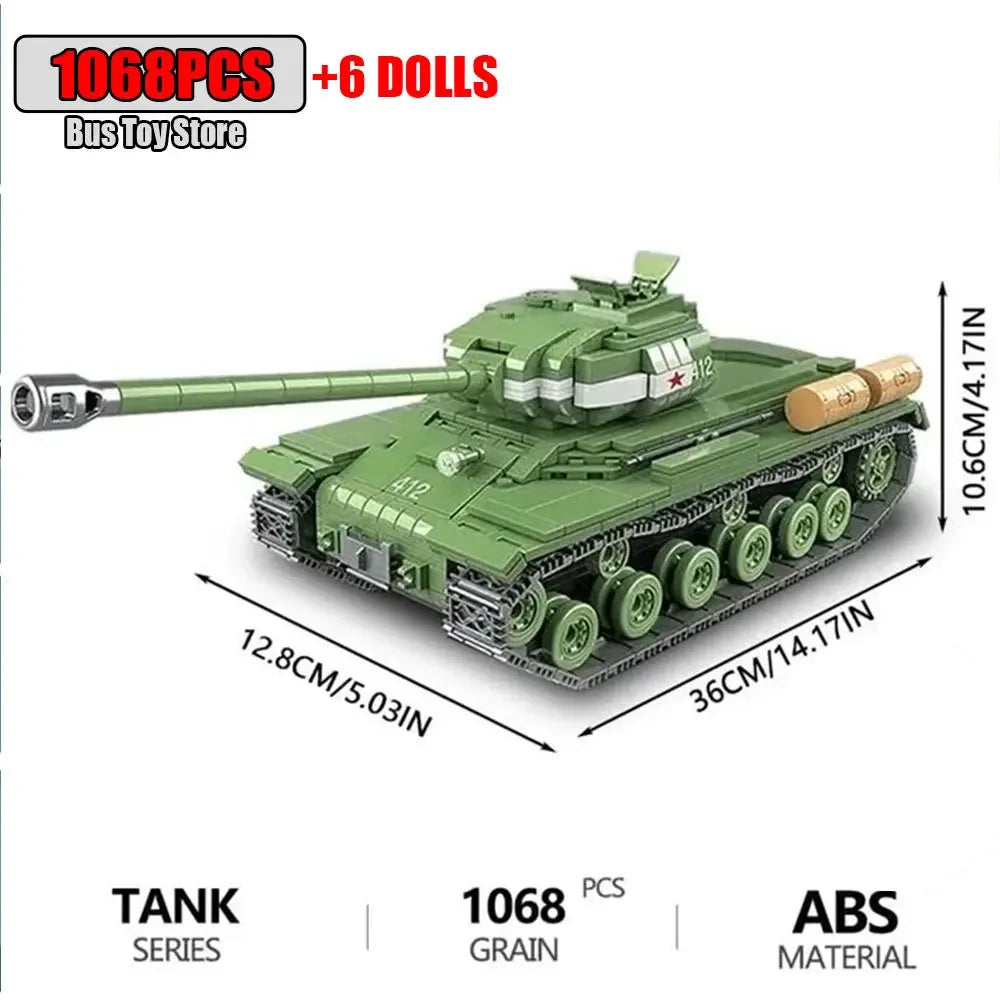 Soviet Military Series IS-2M Tank KV-2 Heavy Tank Truck WW2 Tank Building Blocks Bricks Model Set Toys for s Gifts Technical
