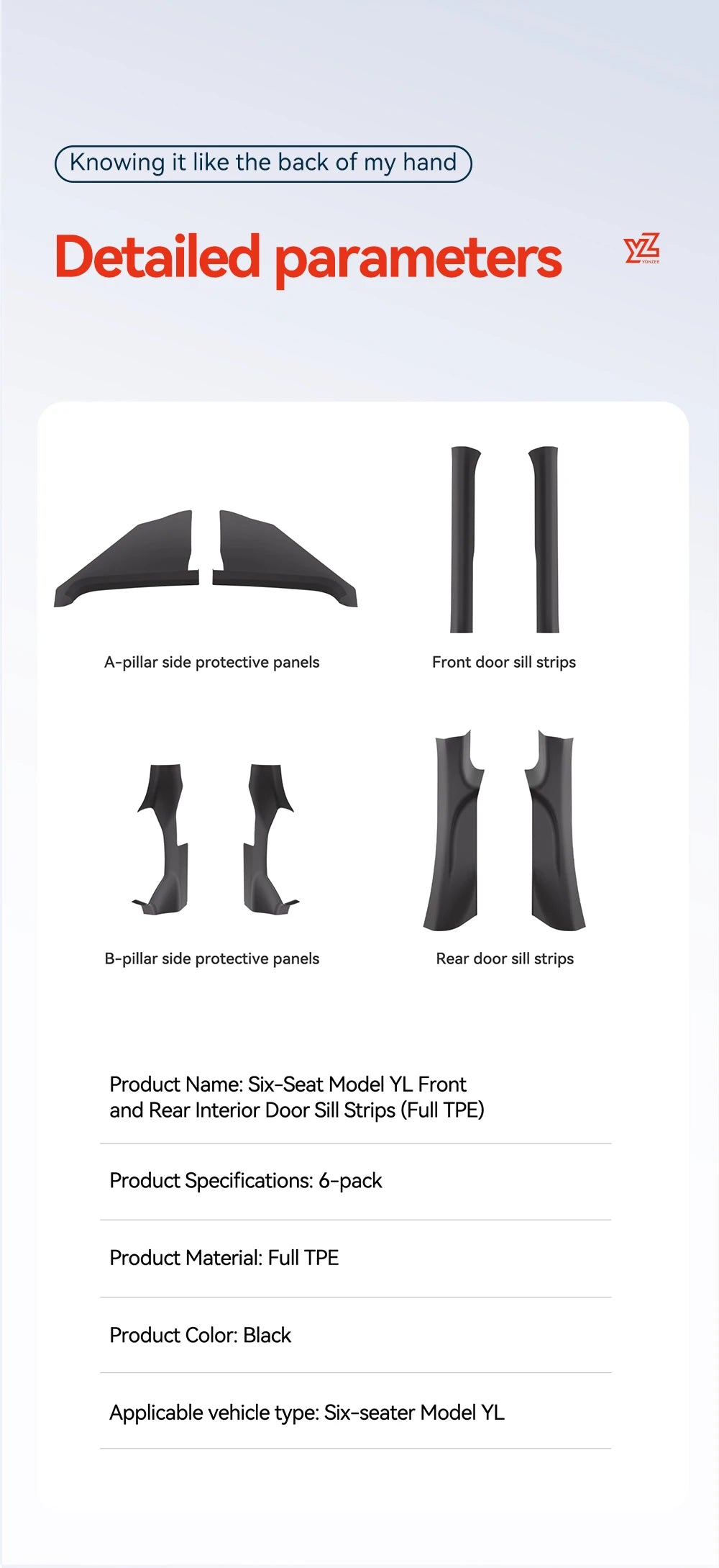 TPE Door Sill and A B Pillar Protector Set for Tesla Model YL 2026 Anti Kick Waterproof Threshold Guard