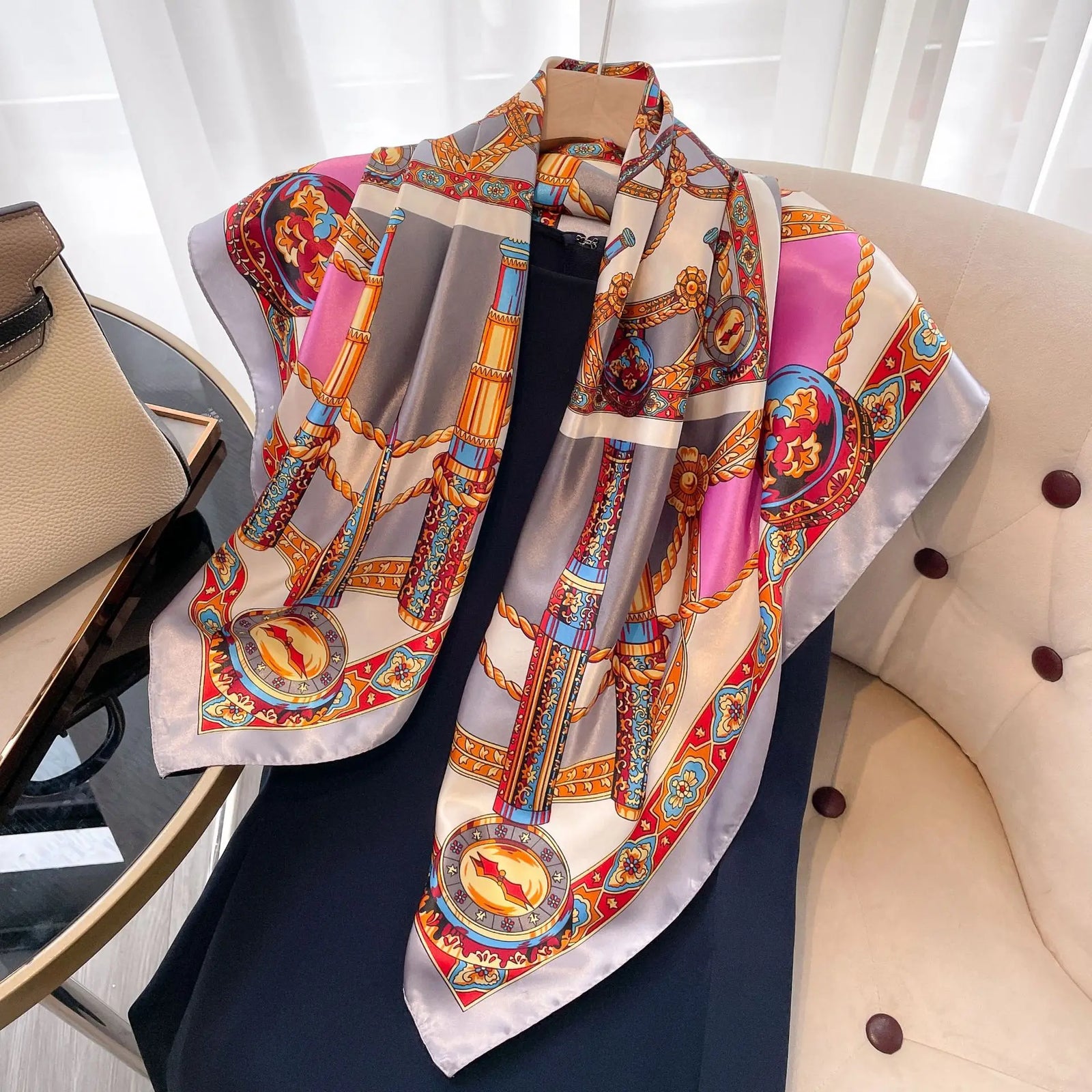 Square Women Scarves Silk Office Ladies Hair Neck Bandanna Headband Foulard Headcloth Muslim Headscarf Female muffler