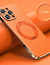 Magnetic Leather for Magsafe Case for iPhone 16 15 14 Pro Max 16Pro Ring Luxury Lens Protection Holder Phone Back Cover