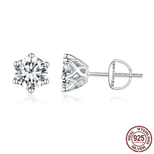 1.0 CT D VVS1 EX Moissanite Diamond Royal Stud Earrings