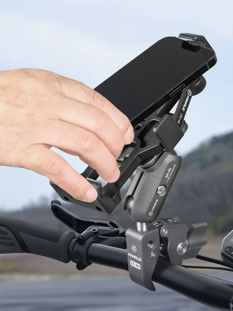 Motorcycle Phone holder 360° Rotating Adjustable Aluminum Alloy Handlebar Cell Clip for ATV/ UTV Bike Bicycle Motorbike