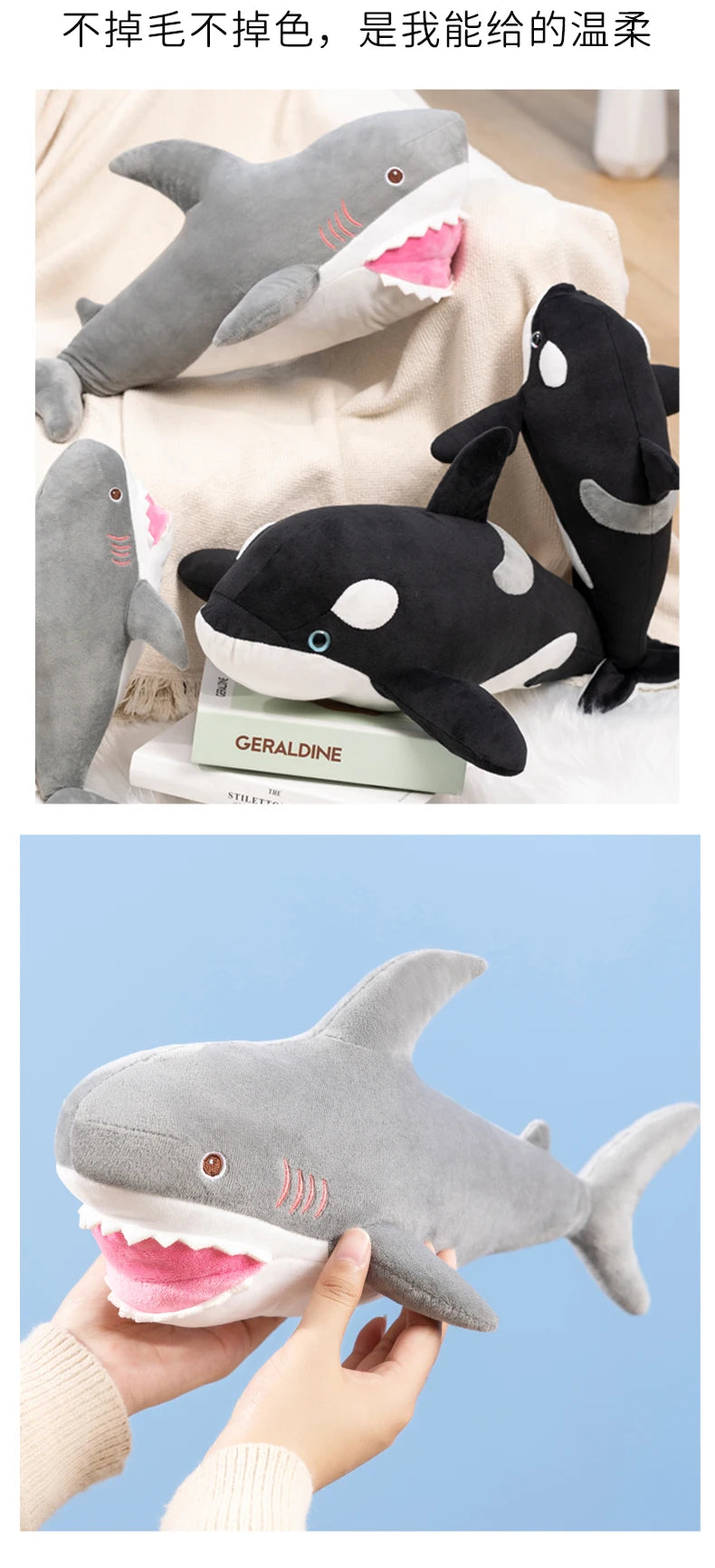 Orca Shark Plush Stuffed Animal Soft Sea Creature Pillow