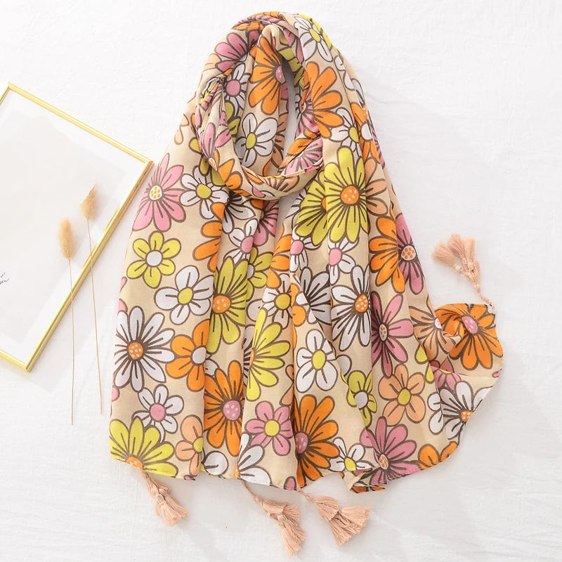 Floral Brand Scarf Luxury Designers New Style Women Elegant Scarves Hug Shawls Pink Purple Scarf Bandana Fashion Design Shawls