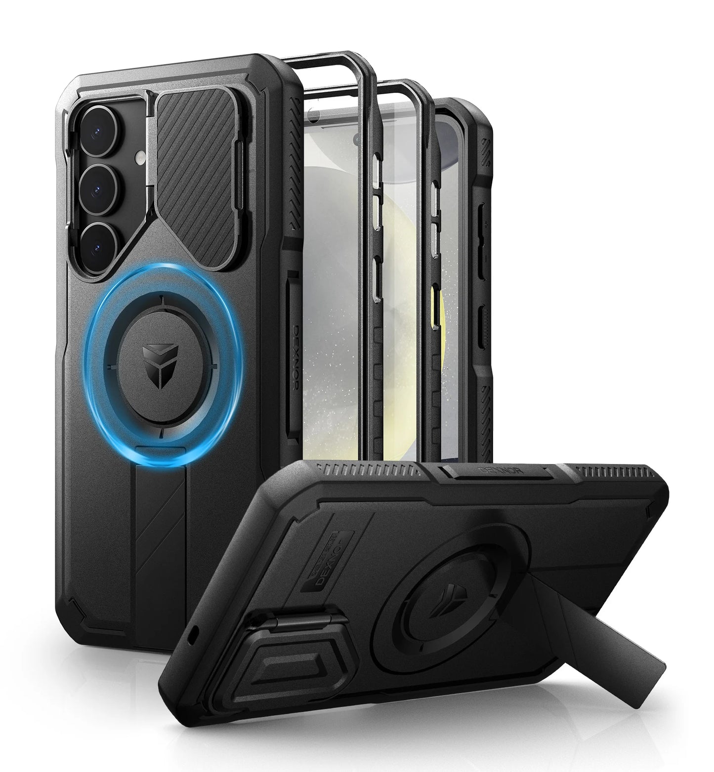 For Samsung Galaxy S25/S25 Plus/S25 Ultra Shockproof Case with Built-in Sliding Camera Cover Built-in Screen Protector Kickstand