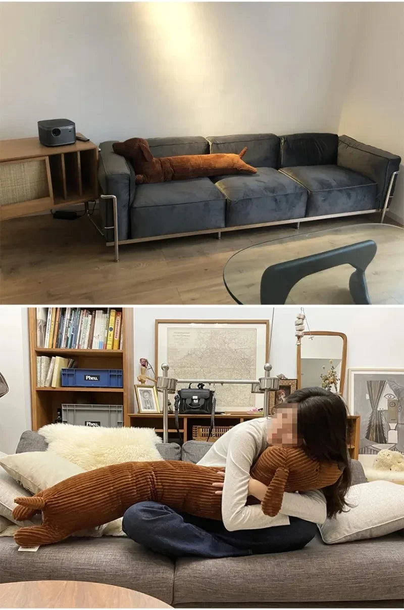 Long Sausage Dog Body Pillow Dachshund Stuffed Doll Large Dog Decorative Body Pillow Sleeping Back Cushion Livingroom Decoration