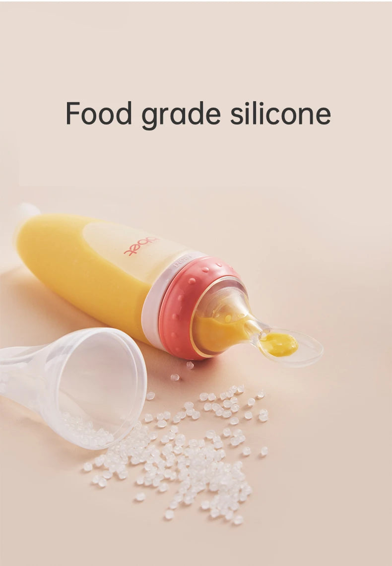 BPA Free Toddlers Training Feeding Silicone Soft Tip Shape Baby Spoon Bottle Feeder