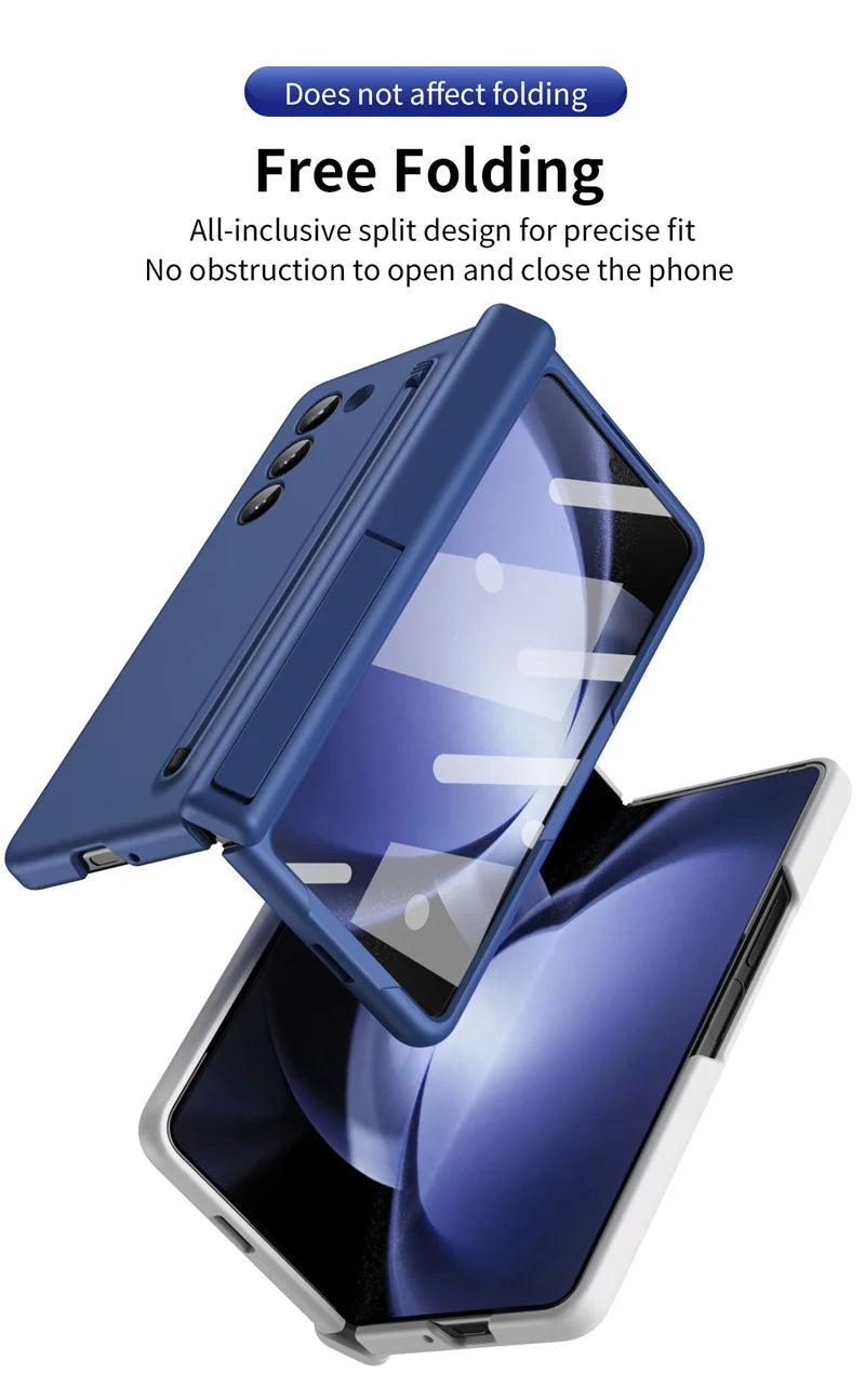 Hard PC Armour Hinge Bracket Fold5 Protection Cover for Samsung Galaxy Z Fold 6 5 4 3 With Pen Holder Slot Screen Protector Case