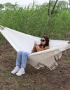Premium Cotton Canvas Hammock with Woven Tassels for Home, Bedroom, Patio, Porch, Yard, Beach 2 Person Bohemia Style
