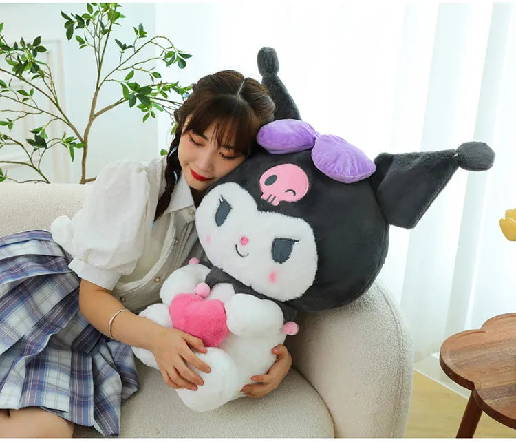Sanrio Kawaii Kuromi My Melody Cinnamoroll Plush Toy Stuffed Doll for Kids Birthday Xmas Gift Large Cute Pillow for Sleeping