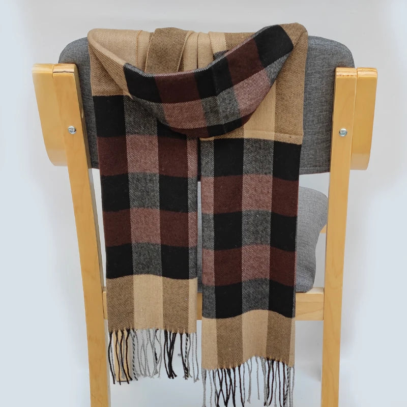 Classic lattice men soft shawl plaid scarves shawl wraps shawl neckerchief headband muffler