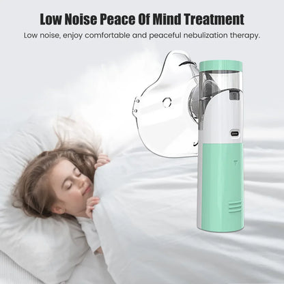 Medical Nebulizer Asthma Inhaler Handhe Inhalator Mini Silent Steam Nasal Humidifier + Finger Pulse Oximeter + Body Thermometer