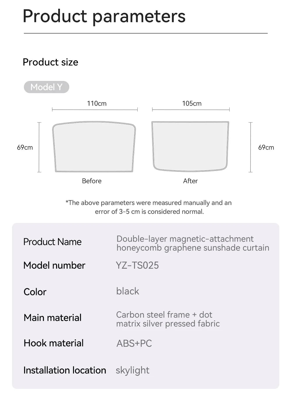 Graphene Honeycomb Sunshade Set for Tesla Model 3 Highland and Model Y Juniper 2025 2026