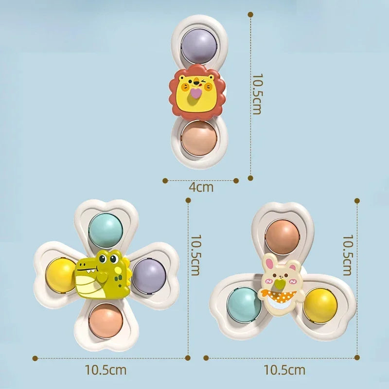 3PCS Suction Cup Rotating Toy for  Hand-eye Coordination Educational Training, Bath & Travel toy, Birthday Christmas Gift
