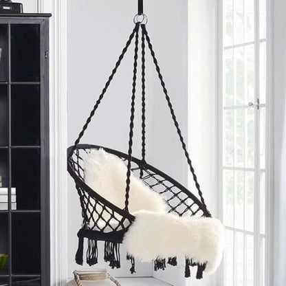 Outdoor Patio Garden Hammocks Hanging Hammock Swing Cotton Rope Chair Non-Iron Stand Indoor Camping Outdoor Furniture