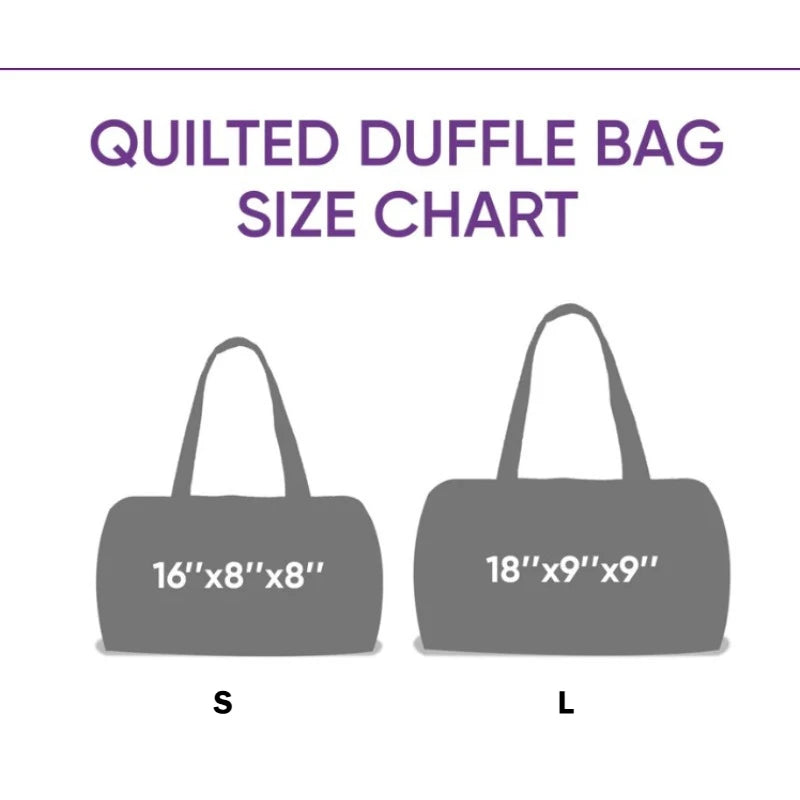 Bus Print Quilted Travel Duffle Bag Large Capacity Zipper Tote