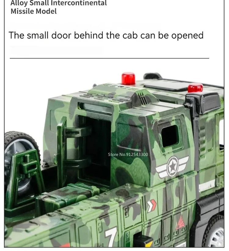 1:32 Ladder Truck Water Tanker Military Missile Rocket Launcher Trucks Model Toy Car Metal Diecast Sound Light Models Boys Gifts